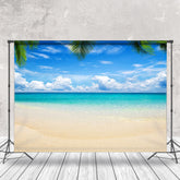 Lofaris Gradient Seawater Beach Leaves Photography Backdrop